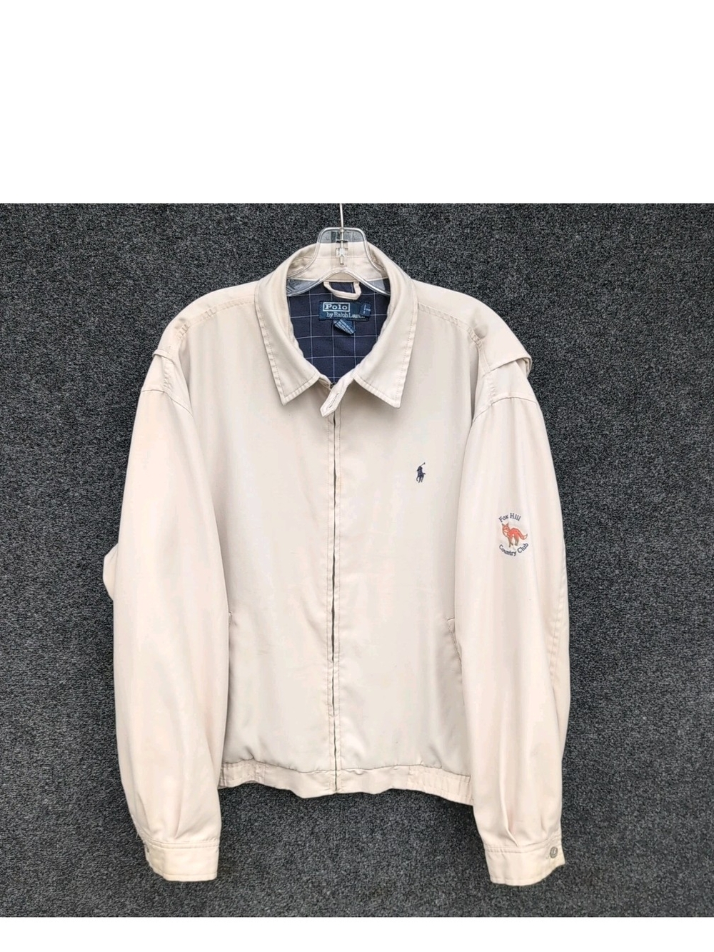Vtg Polo Ralph Lauren Jacket Large Beige Harrington Bi Swing Plaid Lined Bomber